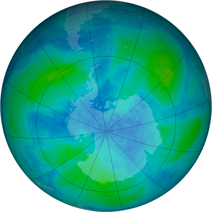 Antarctic ozone map for 25 February 1994